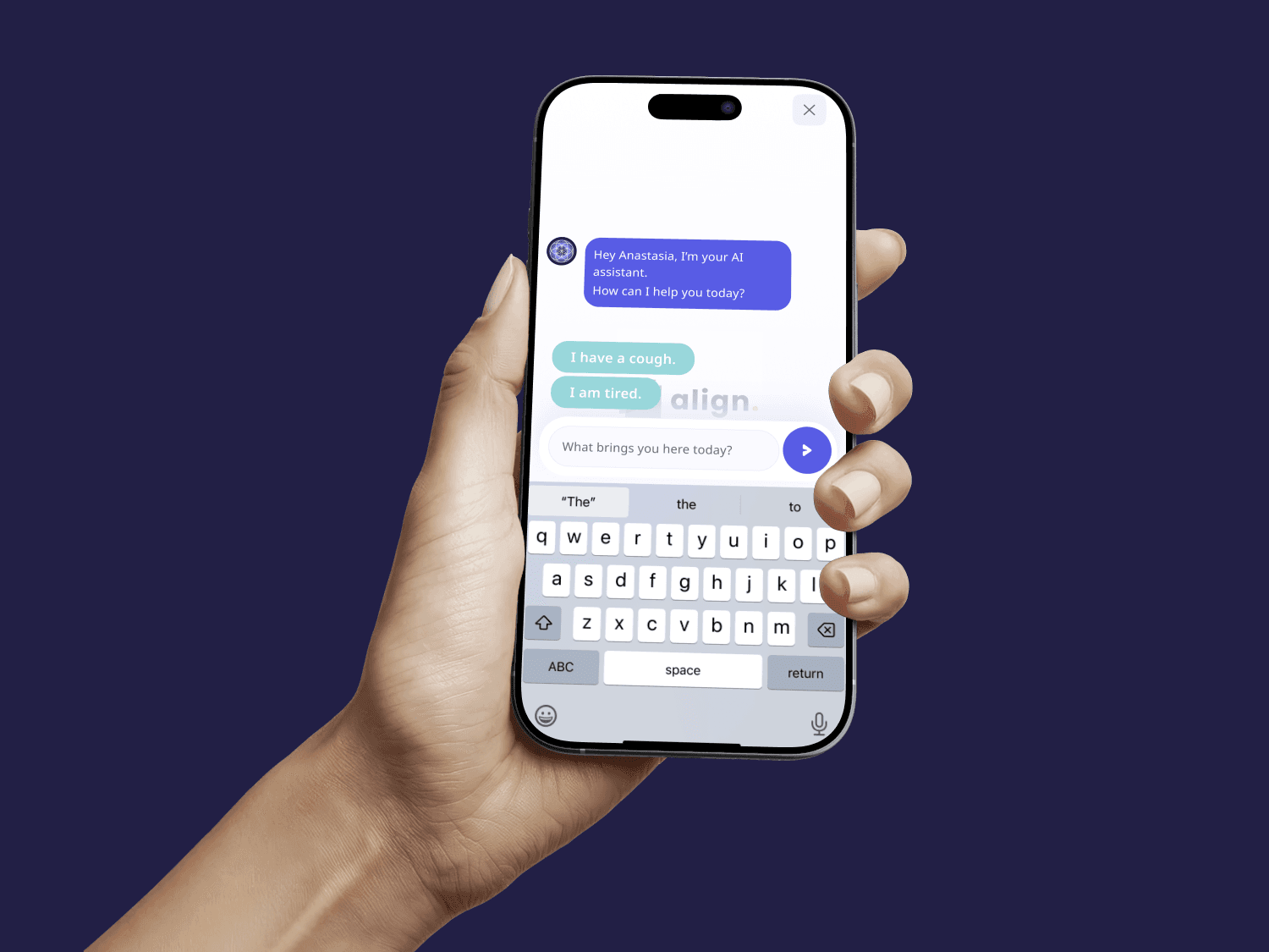 Patient interacting with AI chat interface